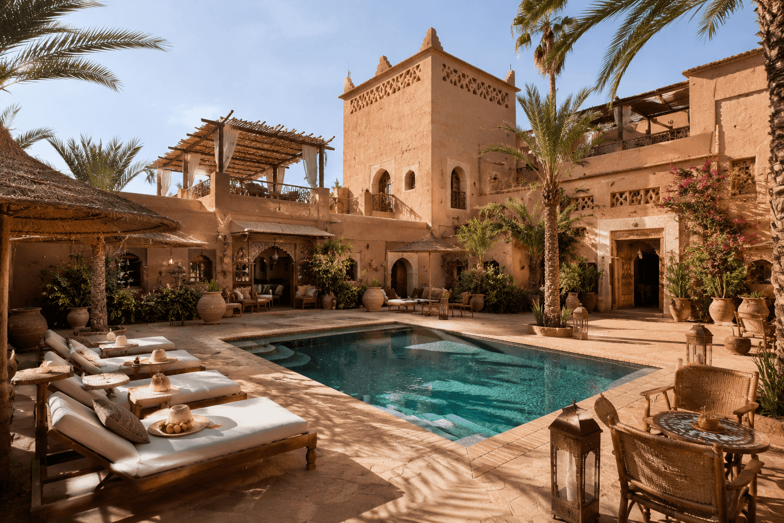 Maison d'hôte marocaine — façade et patio