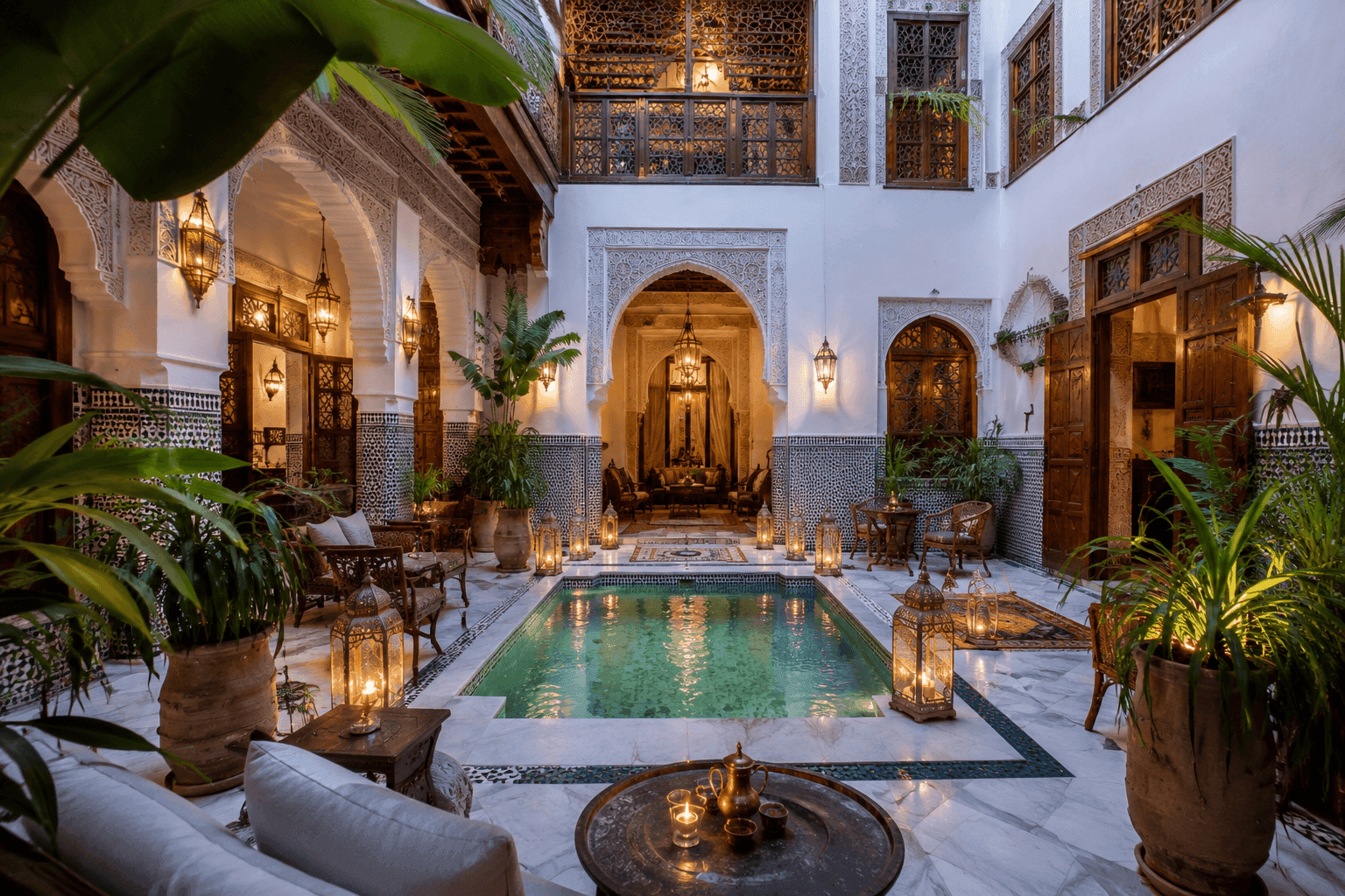 Riad marocain — patio traditionnel avec zellige